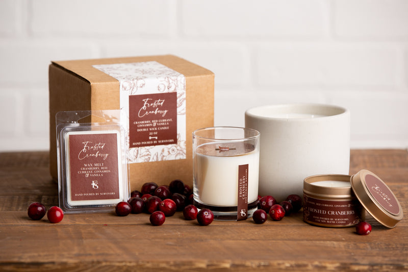 Frosted Cranberry Cement Candle