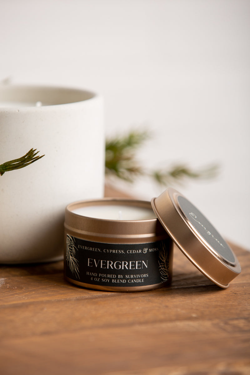 Evergreen Tin Candle