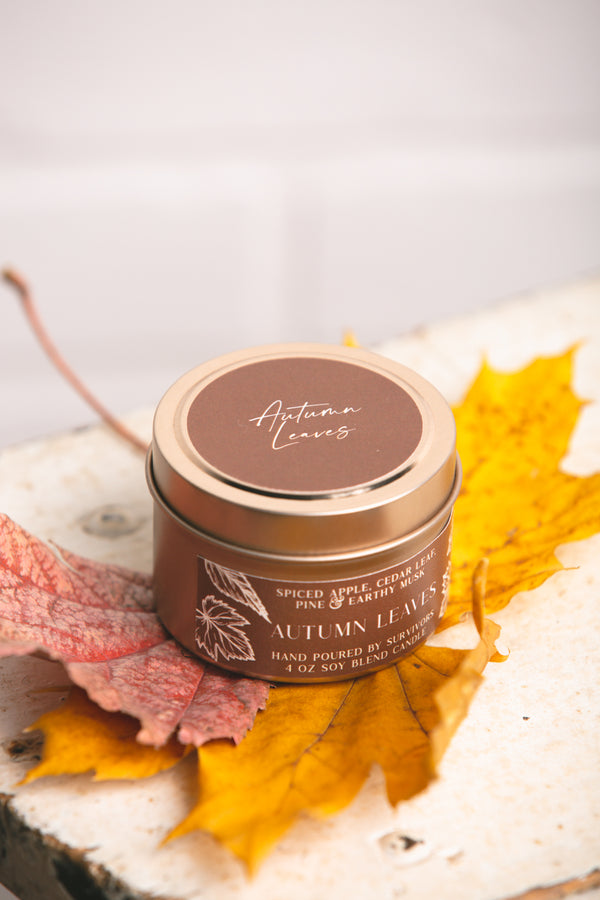 Autumn Leaves Tin Candle