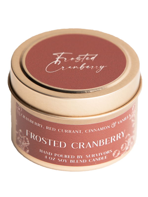 Frosted Cranberry Tin Candle